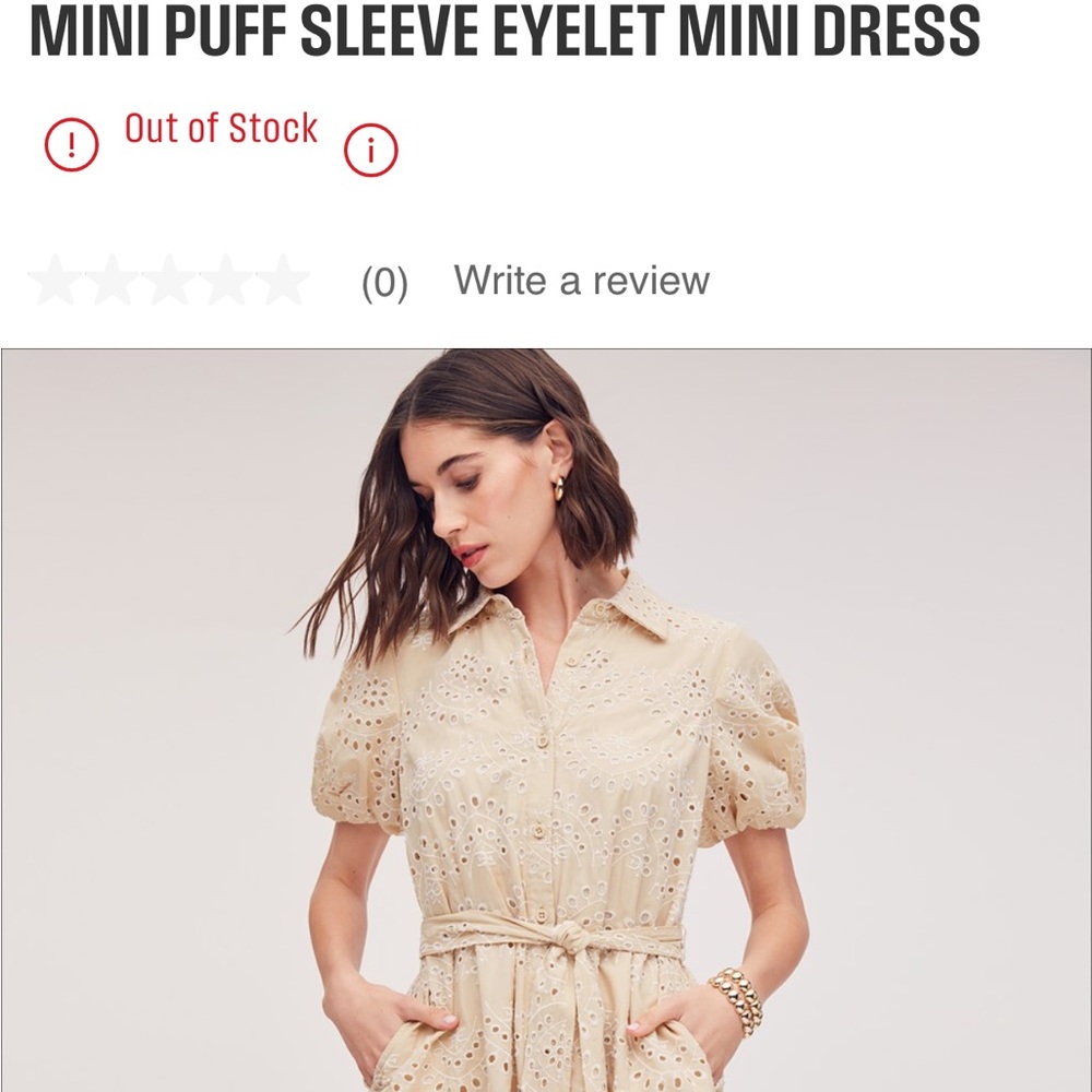 Cream Puff Sleeve Eyelet Mini Dress